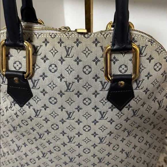 Louis Vuitton Monogram Satchel - Gray and Navy Blue PRE-OWNED. - Picture 9 of 14